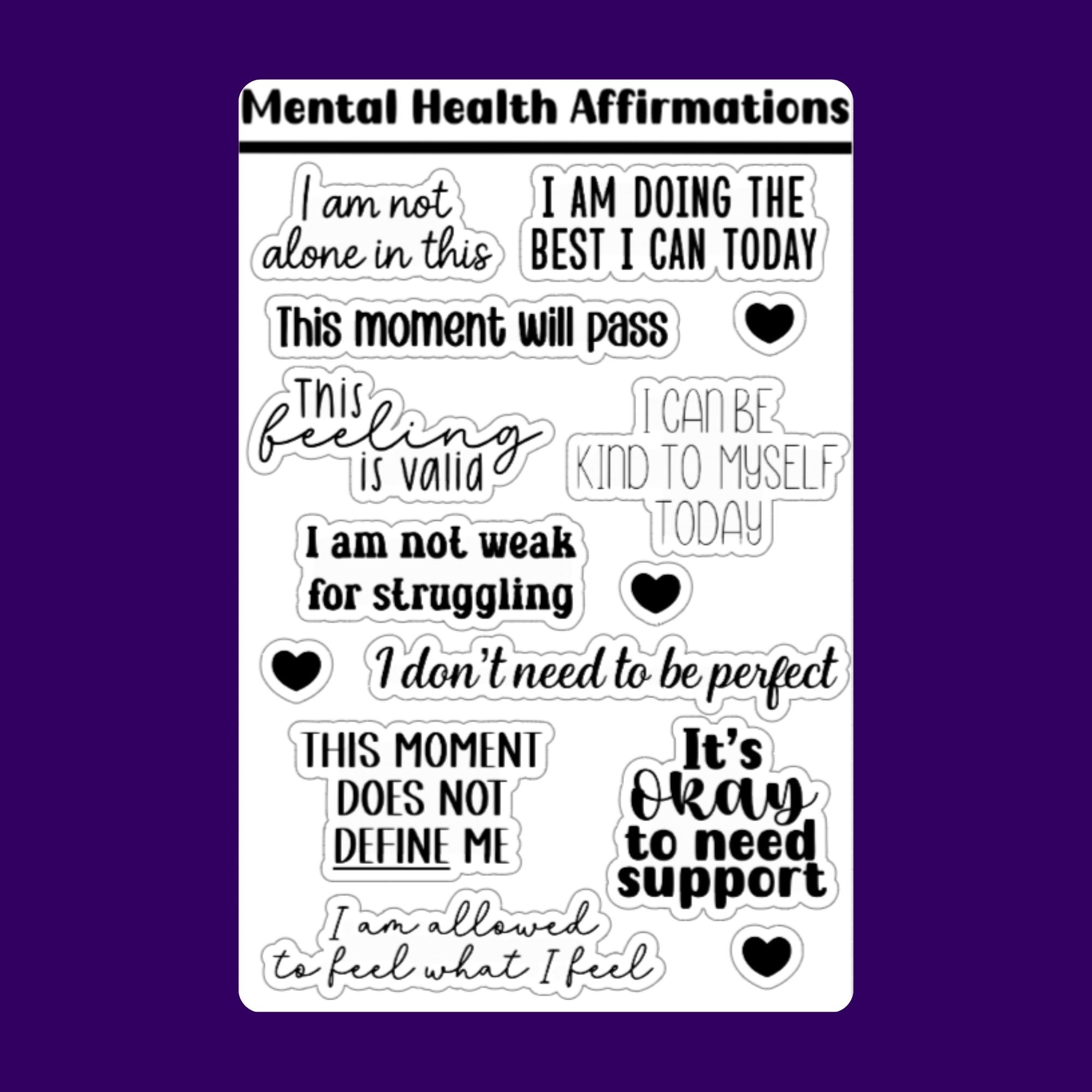 Mental Health Affirmation Sticker Sheet