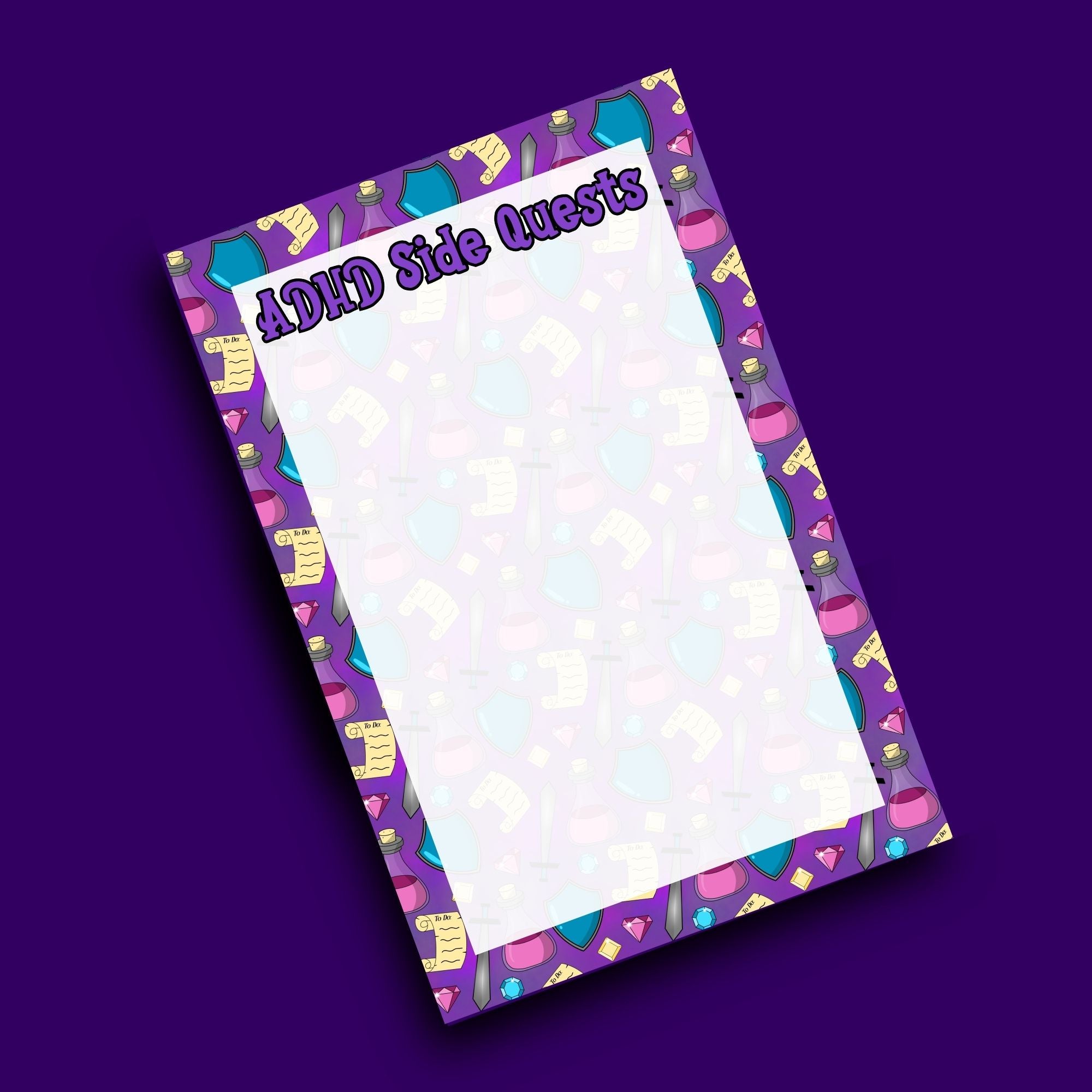 ADHD Side quest Notepad (Purple)