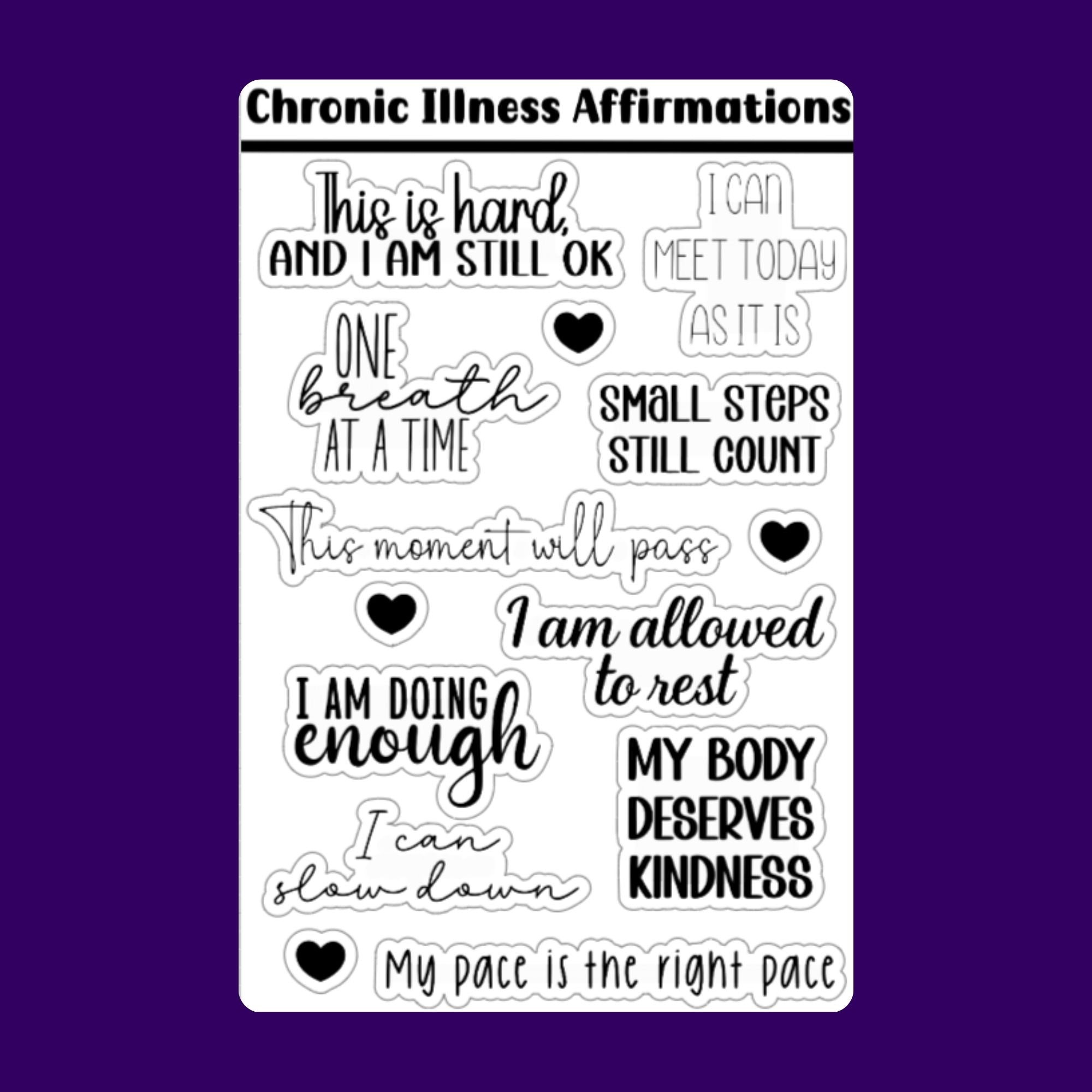 Chronic Illness Affirmation Sticker Sheet