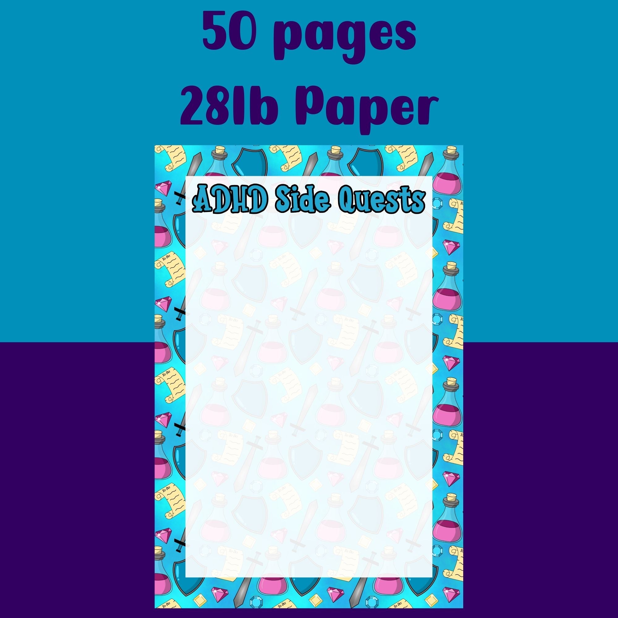 ADHD Side quest Notepad (Blue)