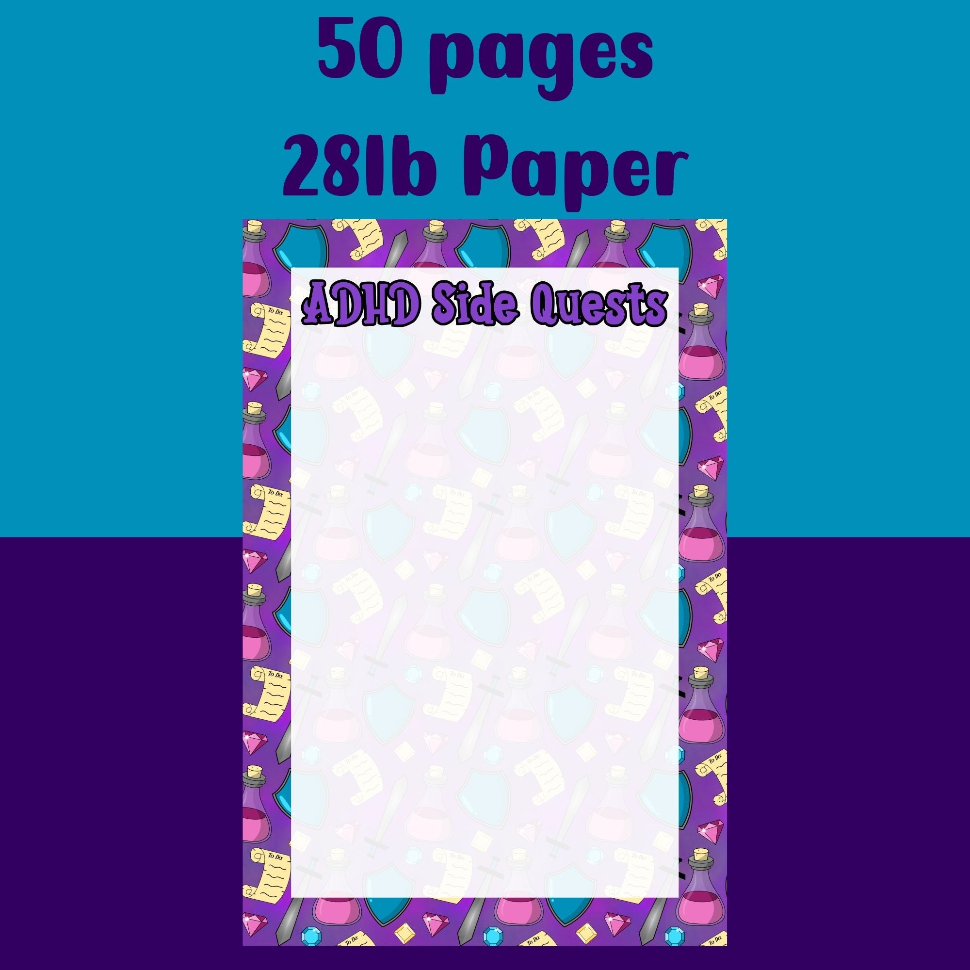 ADHD Side quest Notepad (Purple)